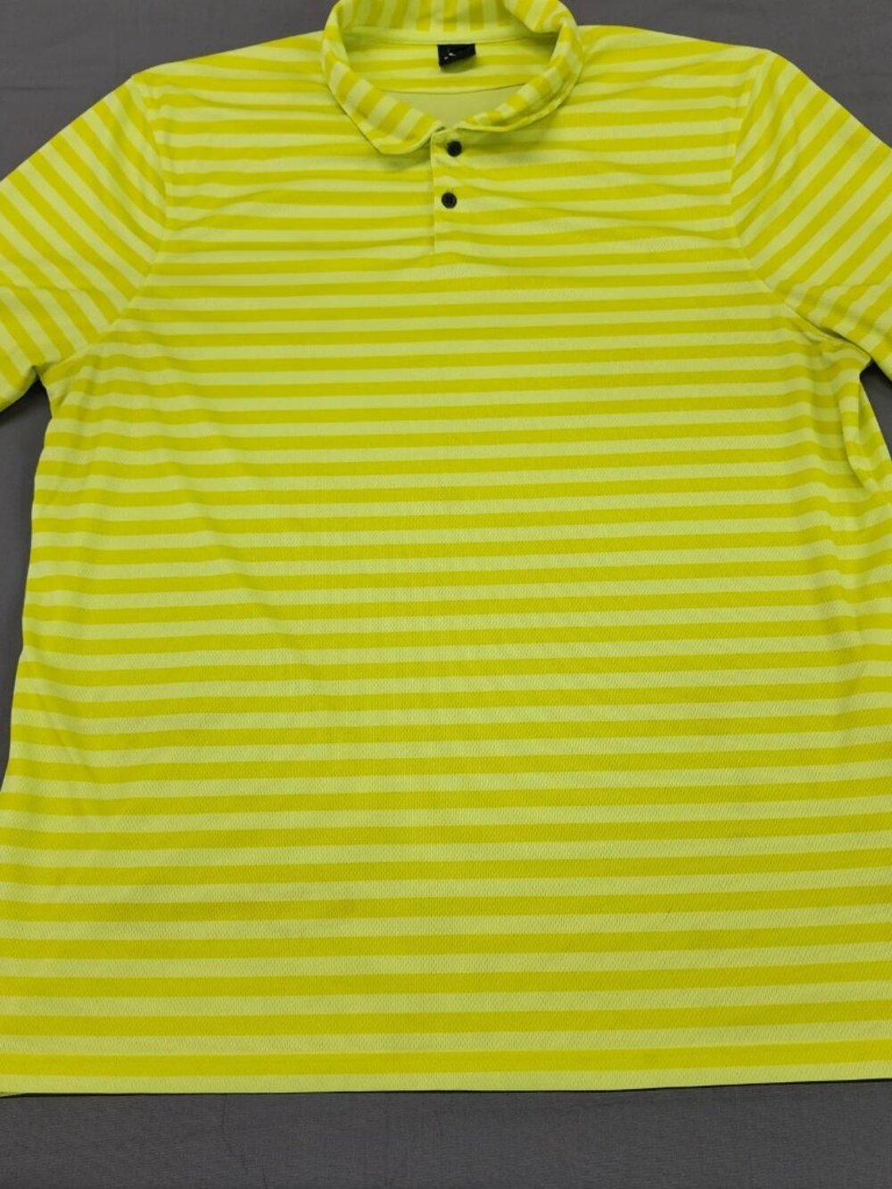 Oakley Hydrolix Polo Shirt Mens 2XL Lime Green Striped Short Sleeve Golf